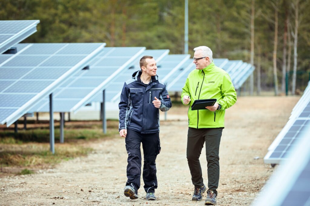 Men at the solar park