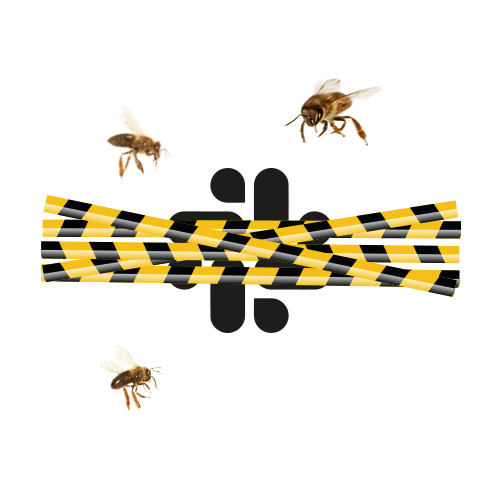 Bees with barrier tape