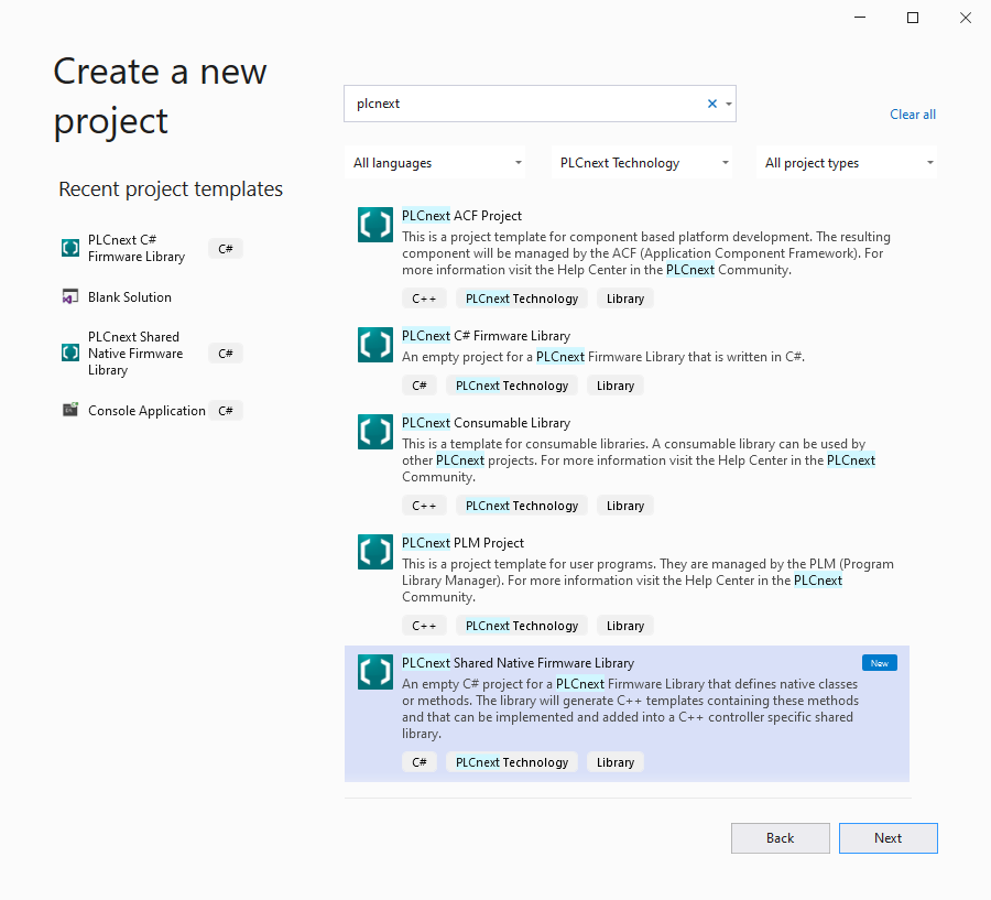 Visual Studio 2019 - Create a new project