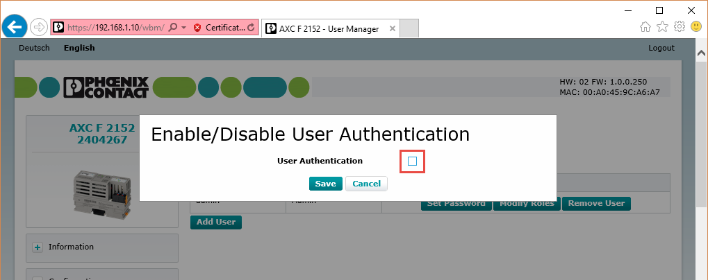 User authentication