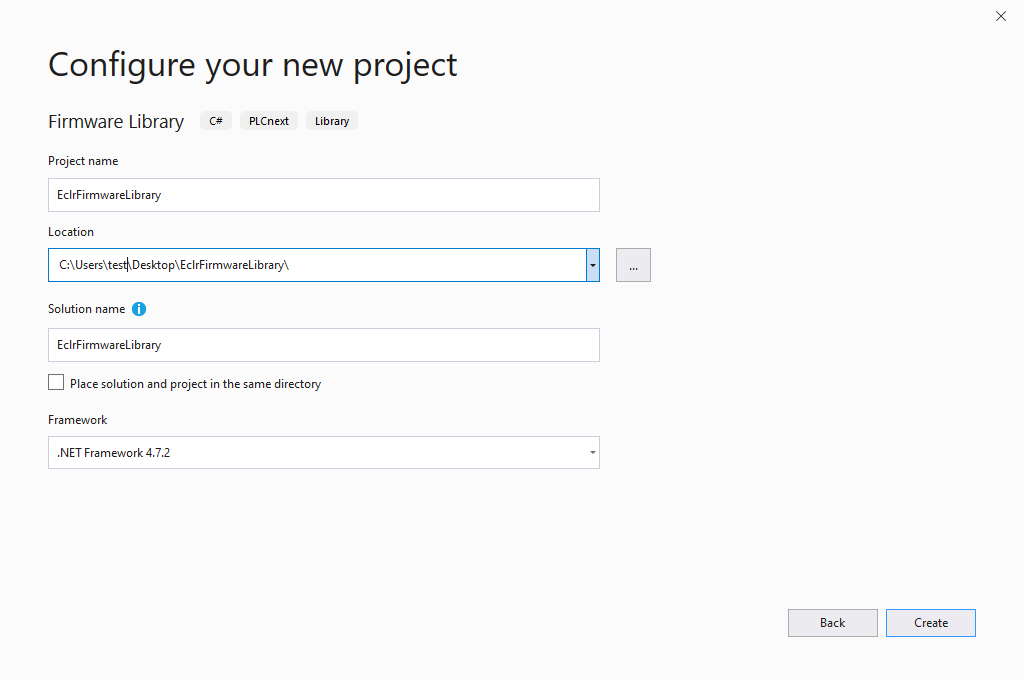 Visual Studio 2019 - Configure your new project