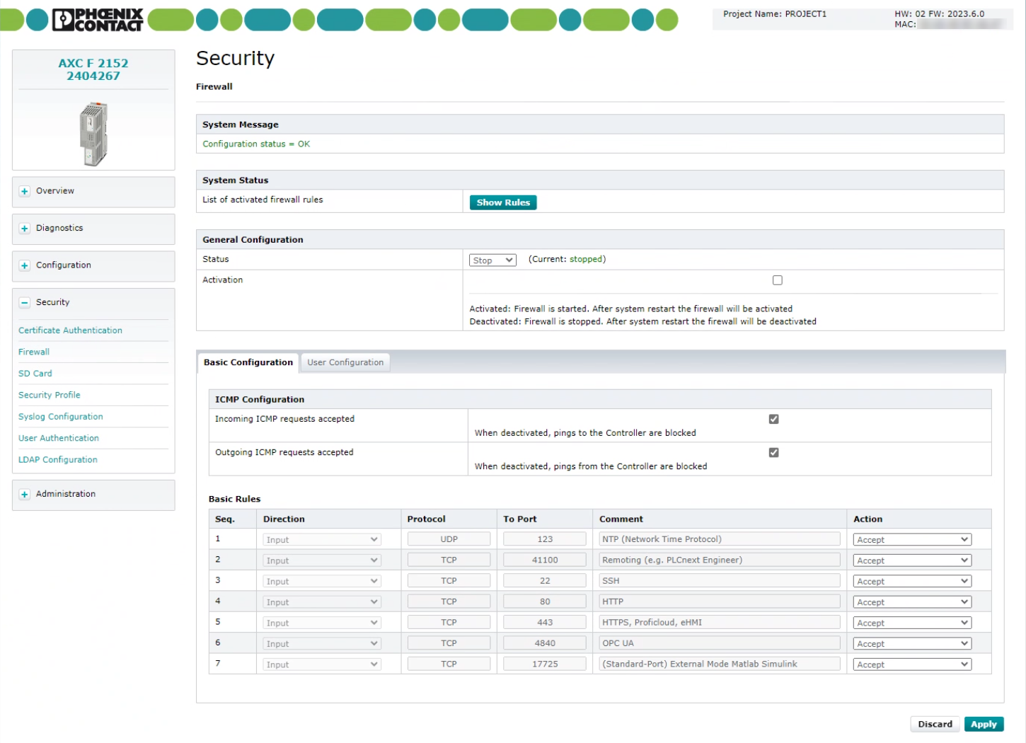 Firewall Basic configuration 2023.6